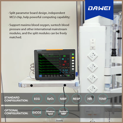 Moniteur patient de signes vitaux DAWEI ICU CCU HD12