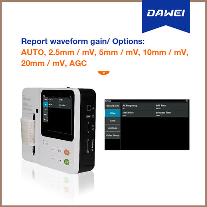 Hospital Clinic Health Care Center Portable 3 Channel ECG Machine ME03 | DAWEI