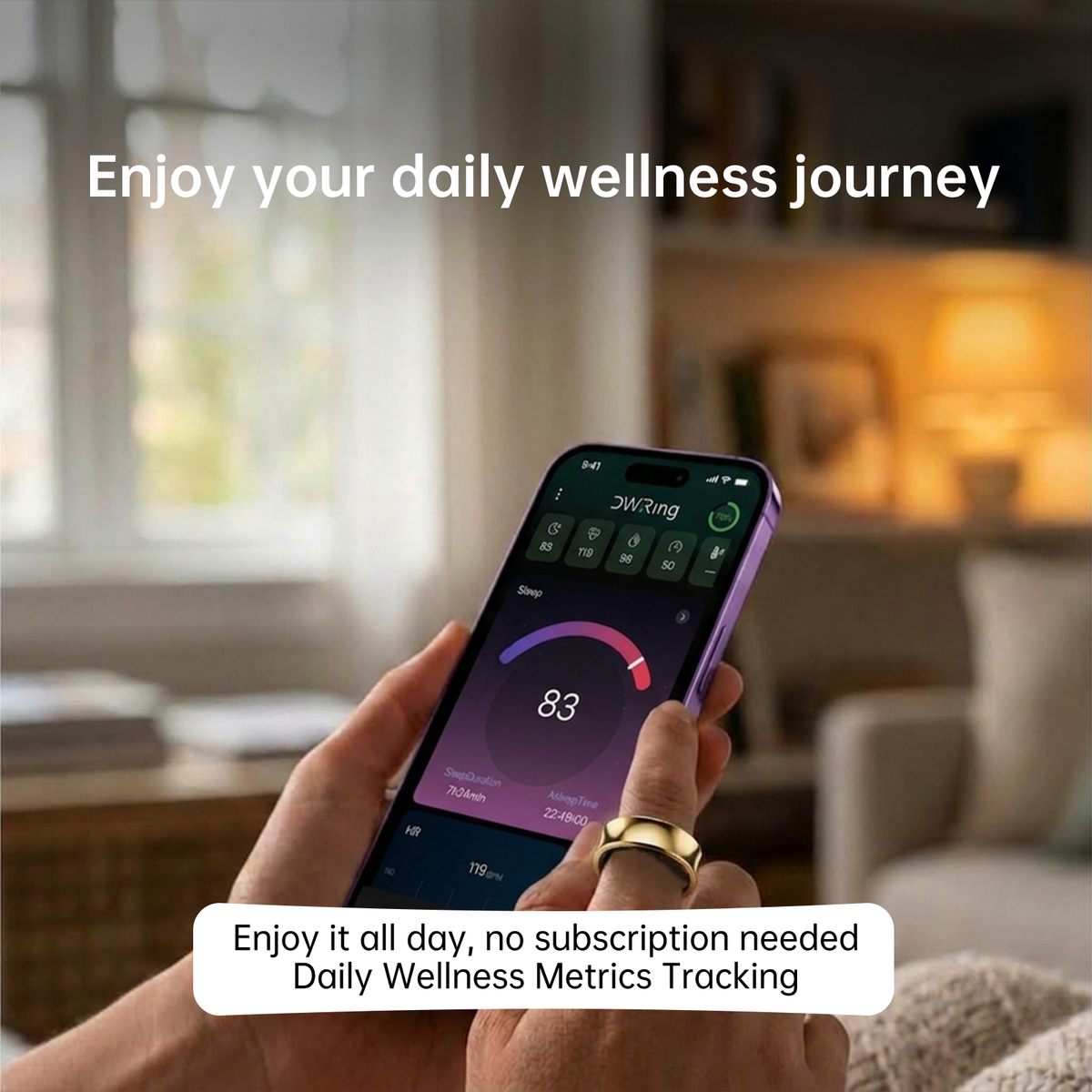 DWRing Smart Ring, Blood Oxygen, Pulse Rate & Sleep Tracker, IP68