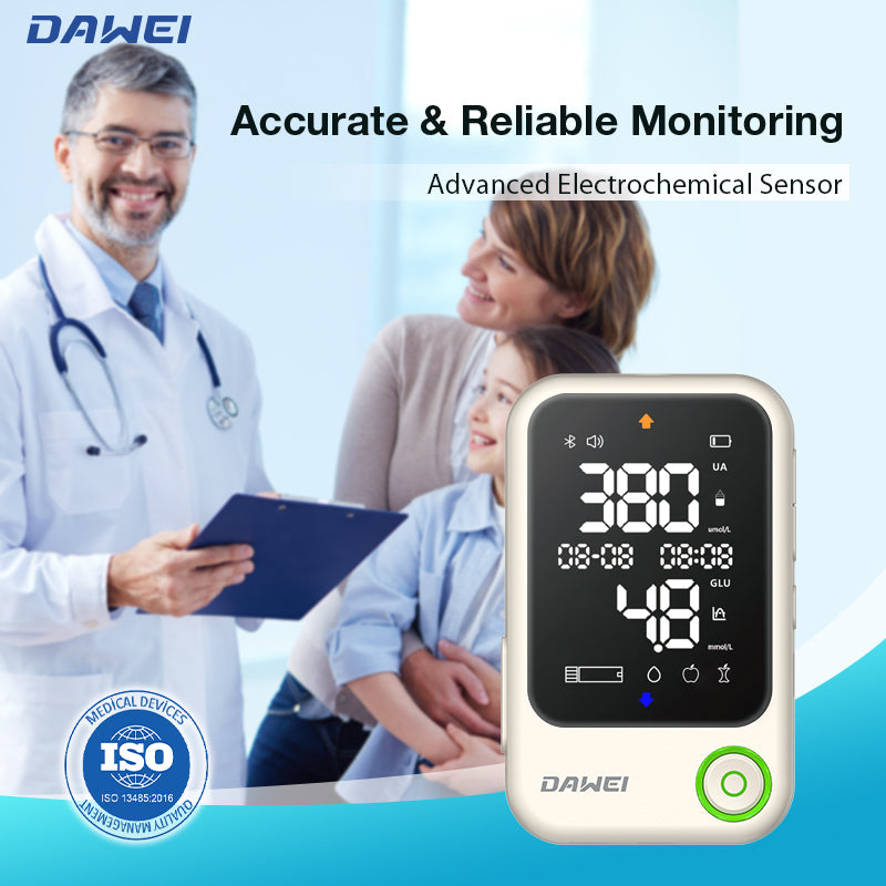 2-in-1 Blood Glucose & Uric Acid Meter for Home Testing | Dawei