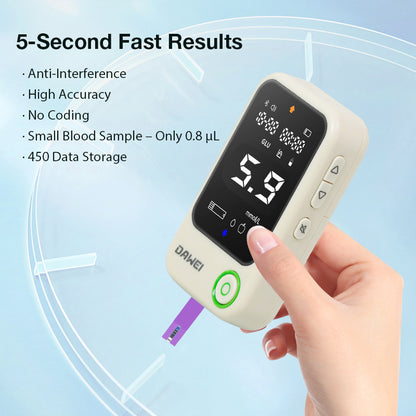 5s fast testing glucometer uses only 0.8μL tiny blood sample