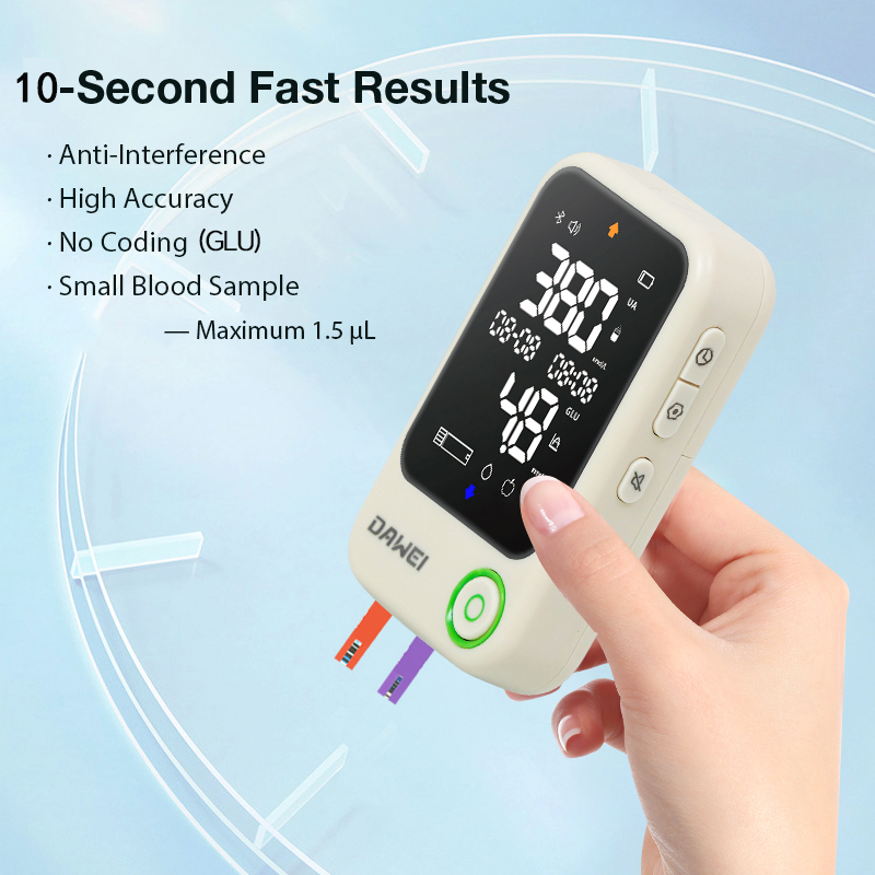 2-in-1 Blood Glucose & Uric Acid Meter for Home Testing | Dawei