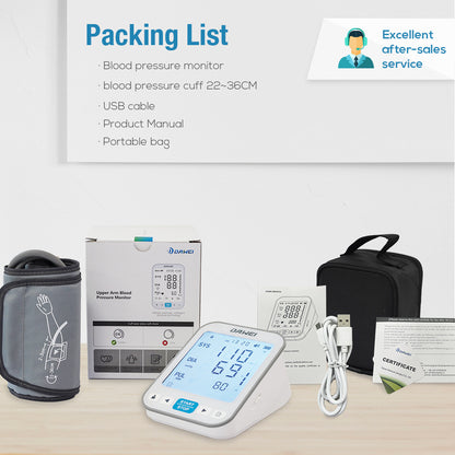 Upper Arm Blood Pressure Monitor BP Machine with Large Cuff 22-42cm for Home Use | DAWEI