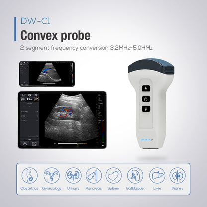 DAWEI Color Doppler Wireless Ultrasound Dual-head Linear Convex Probe for Whole-body Scanning