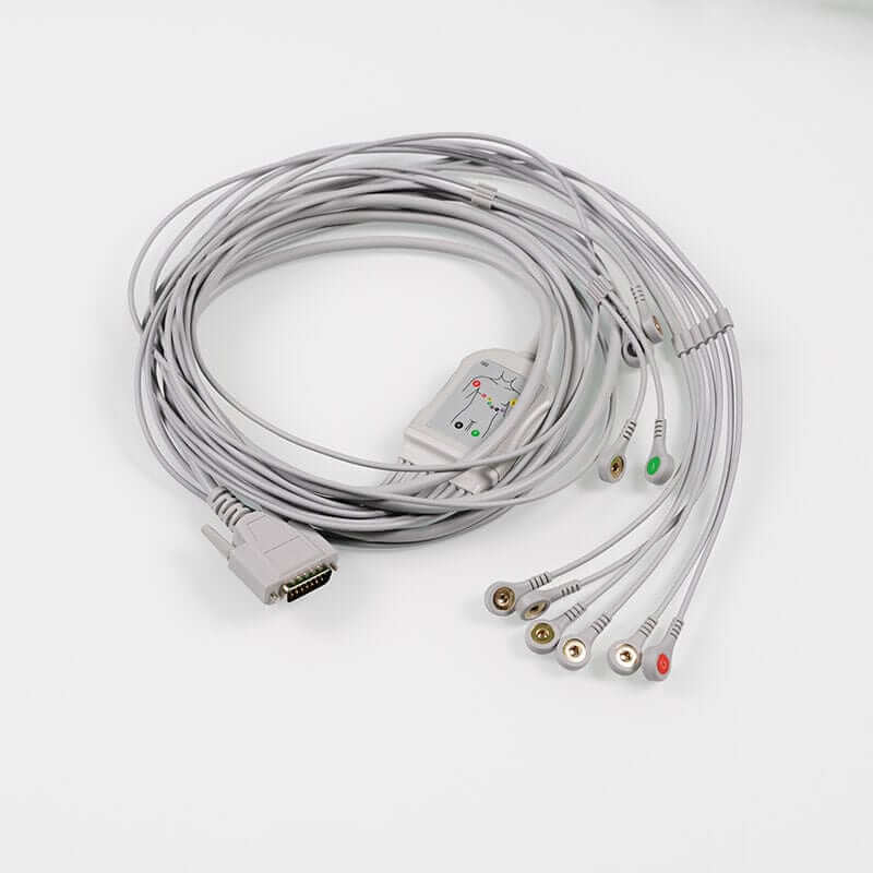 3 channel ecg machine button type cable